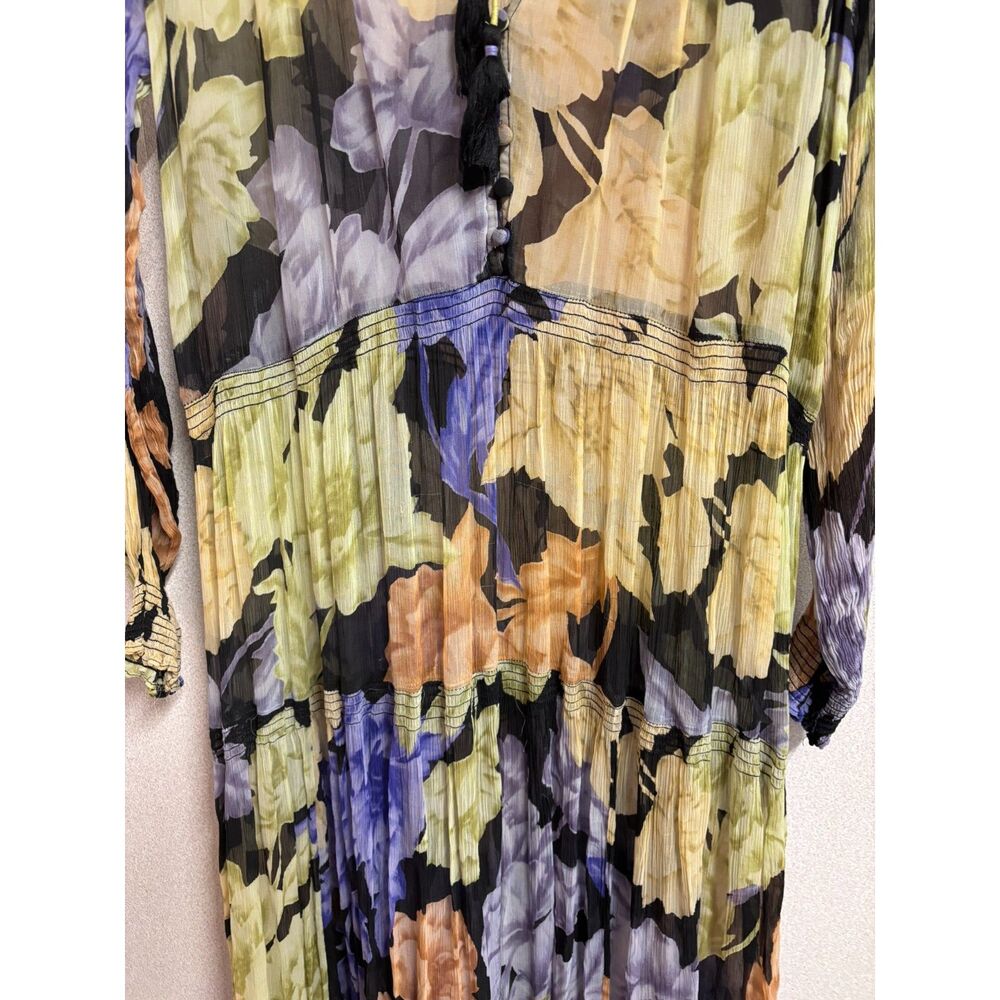 Anthropologie Marais Floral Chiffon Tiered Maxi Dress Boho Romantic Size L READ - Picture 7 of 9